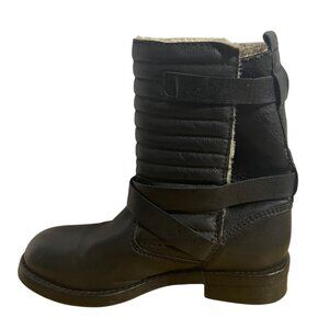 Zara Trafaluc Quilted Biker Boots Women Size 37 US 6.5 Black Faux Leather FAIR